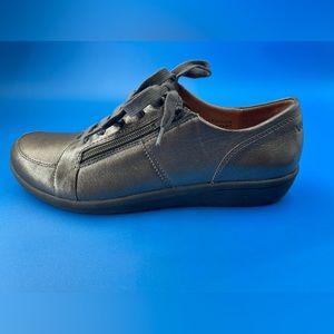VIONIC Abigail Silver Gray Metallic Lace Up Casual Dress Shoes Womens 8 - Comfy